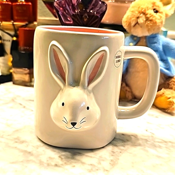 NWT RAE DUNN DINING EASTER BUNNY HOP TO IT WHITE, PINK CERAMIC MUG - Picture 12 of 12